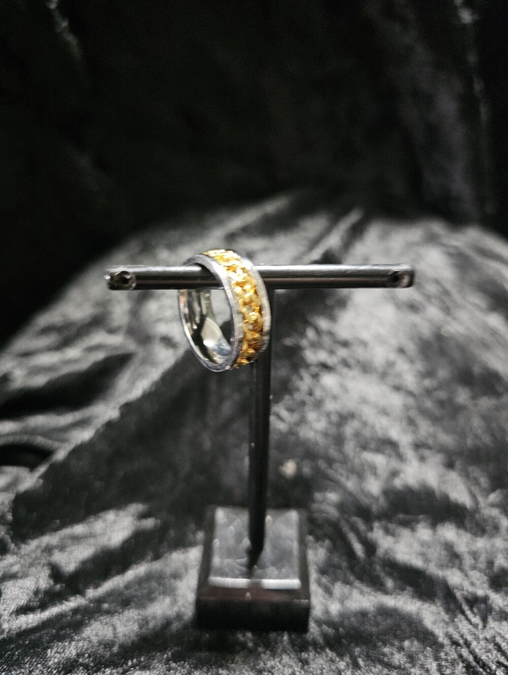 Two-Tone Women's Band Ring - Silver and Gold - Picture 2 of 4